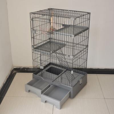 China Factory Direct Sale Breathable Cat Cage With Drawer And 3 Tier Wheel For Cat Houses Cando Pet Cages Carriers for sale