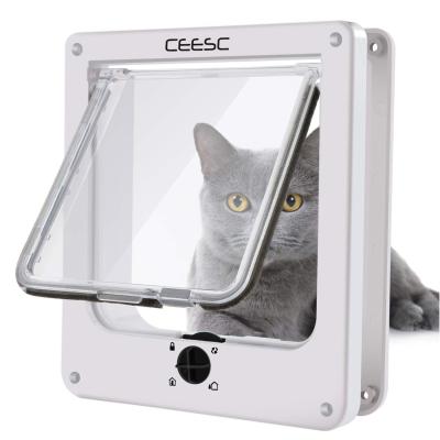 China Sustainable Pet Flap 4-Way Locking Dog Cat Door Tough ABS Magnetic Home Pet Cat Door For Dog And Cat for sale