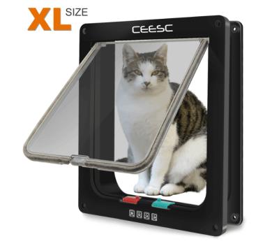 China XL Size Magnetic Pet Breathable Cat Door With Black Flap 4 Way Locking For Interior Exterior Doors for sale