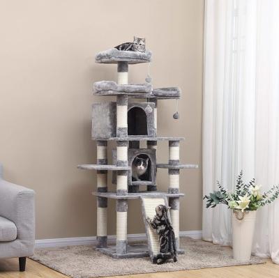 China Sustainable Household Cat Scratcher Wooden Cat Housing Tree Pet Tree Climbing Tower for sale