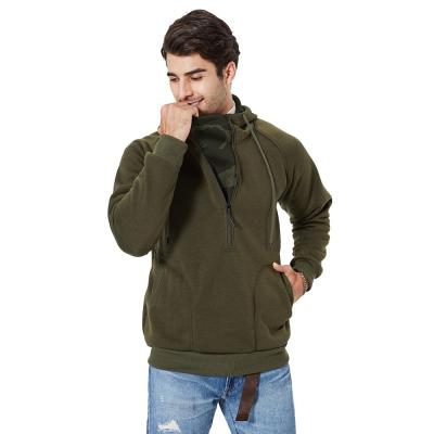 China Anti-wrinkle half zip pullover hoodies for men with pockets white outwear slim fit sportswear mens sweatshirts for sale