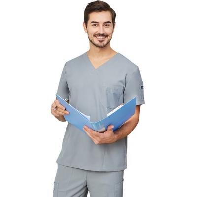 China Top+Pant Scrub Doctor Working Suits Solid Color V-Neck Men Women Nurse Uniforms Workwear Scrubs Tops Uniform Pant Set for sale