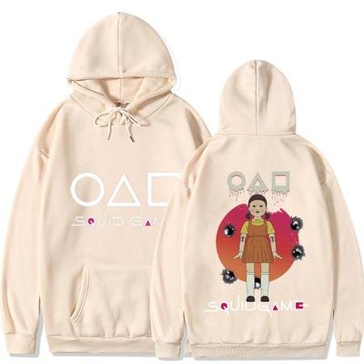 China Anti-wrinkle Hothome squid game doll lout NPC print hoodies men's tracksuit essential hoodie custom logo for sale