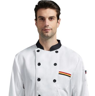 China Chef Jacket Restaurant Kitchen Coat Men Breathable Unisex Long Sleeve Chef Cooking Button Chef Uniform for sale