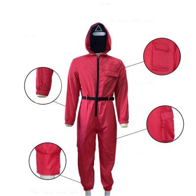 China Anti-Wrinkle Hothome Squid Game Overalls Equipment Halloween Sweatpants And Custom Red Hoodie Set Cosplay Uniforms for sale