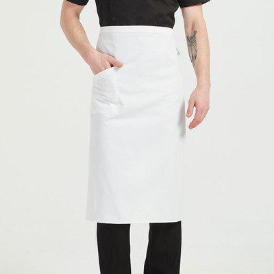 China Eco-Friendly Chef Waist Apron For Women Men Restaurants Work Uniform Solid Color Pinafore Kitchen Cooking Apron Custom Logo for sale