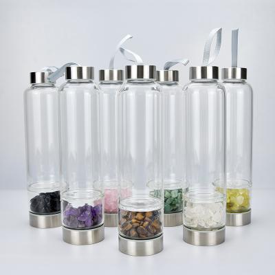 China LFGB Sustainable High Borosilicate Glass Eco - Friendly Water Bottle With Crystal for sale