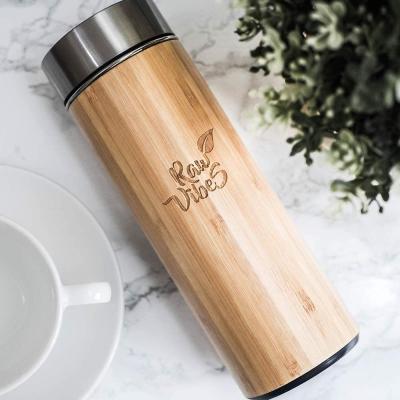 China Eco-Friendly PORTABLE Stainless Steel BPA Free Triple Walled Vacuum Bamboo Water Bottle With Customized Logo for sale