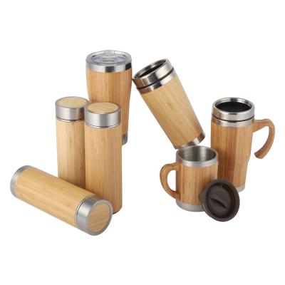 China PORTABLE Bamboo Wooden Mug PORTABLE Vacuum Insulation Stainless Steel Cup Insulation Shell Shell Vacuum Bamboo Cup for sale