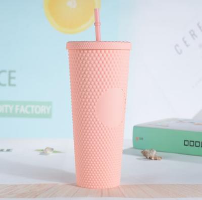 China 24oz Viable Studded Tumbler Glam Cup Custom Matte Cup With Straw Pattern And Lid Birthday Gifts For Boyfriend for sale