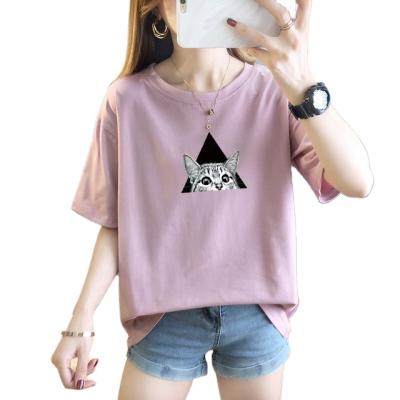 China New Breathable Women's Summer Short Sleeve Plain T-shirt Fashion Round Neck Breathable T-shirt Cheap Price Plus Size Women's T-shirt for sale