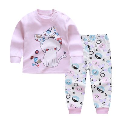 China Hot Selling Anti-shrink Comfy Baby Set Four Seasons Baby Pajamas Cartoon Printing Baby Clothes Sets Unisex Children Clothing Sets Boys for sale