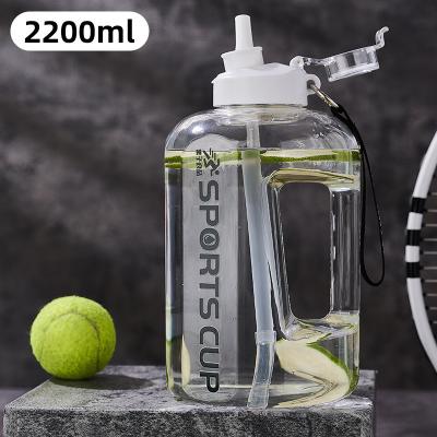 China Logo Portable Rope Water Bottles Sports Ton Barrel 2200ml Gym Water Jug Viable Custom Sports Cup Plastic Sports Water Bottle for sale