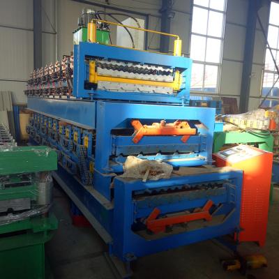 China Double layer color steel galvanized roofing sheet roll forming machine for sale