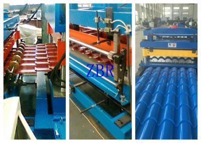 China Steel Profile Galvanized Roofing Corrugated Sheet Roll Forming Machine 1 Inch Chain Drive for sale