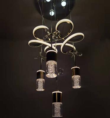 China Dining Room Contemporary Classic Color Change Led Chandelier, Gold Crystal Pendant Light Modern (S105-4 GD) for sale