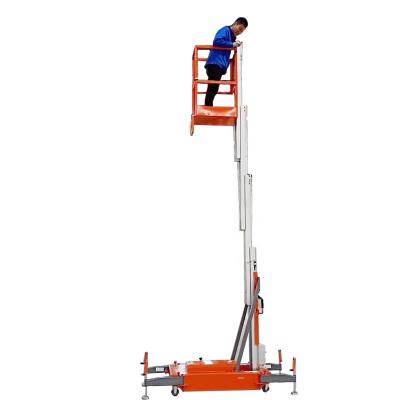 China Warehouse 100kg One Mast Portable Aluminum Single Mast Lift Electric Man Lift for sale