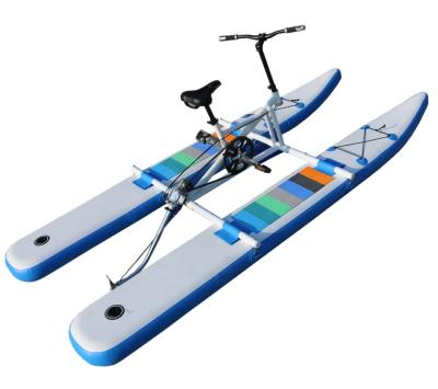 China High quality inflatable water entertainment adult pedal PVC sea cycle water bike single pedal float boats for sale cheap pontoon boats bici acquatica for sale