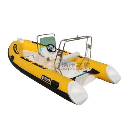 China Fiberglass RIB420 Inflatable RIB Rescue Rubber Pontoon Boat For Sale for sale