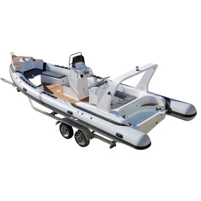 China Fiberglass 2018 New 7.6M Models Military Patrol Rigid RIB Hypalon Fiberglass Inflatable Boat With Outboard Engine for sale