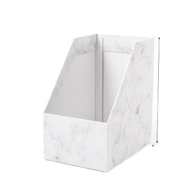 China Single Large Capacity Kraft Paper Storage Box Marble Pattern Foldable Desktop Paper Magazine Holder Eco-friendly for sale