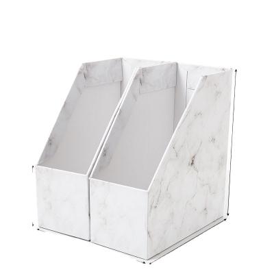 China 2 Units Eco-Friendly Collapsible Multifunctional Desktop Paper Magazine Holder Kraft Paper Storage Box Marble Pattern for sale