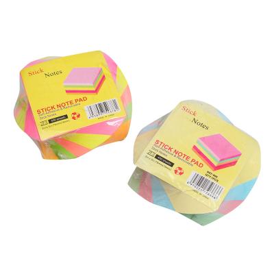 China Self Adhesive Office Stationery Spin Shape Mixed Color 3 Inch Adjust Self Adhesive Writing Sticky Note for sale