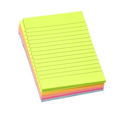 China Self Adhesive Custom Fluorescent Paper Notepad Self Adhesive Memo Pad 4*6 Cross Out Horizontal Line Sticky Note for sale