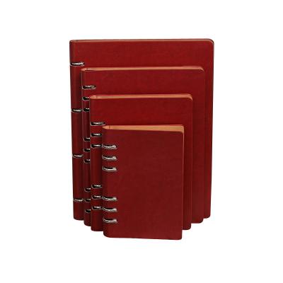 China Custom High Quality Spiral PU Leather A6 Logo Folder Loose Leaf Notebook Set Office Stationery Leaf Notebook Set for sale