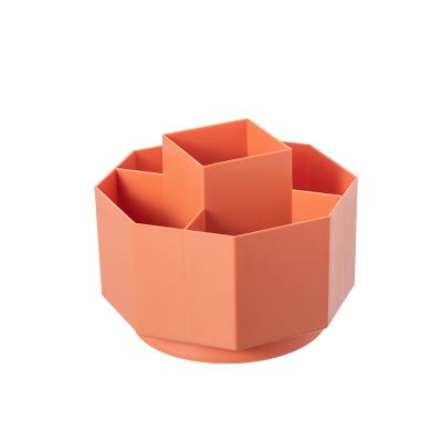 China New Style PP 360 Degree 5 Grid Rotating Creative Desktop Pen Holder Rotary Pen Holder Rotating Pen Stand for sale