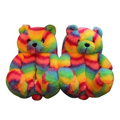 China Wholesale Home Fuzzy One Size Fits All Teddy Bear Slippers for Adult Women Girls for sale