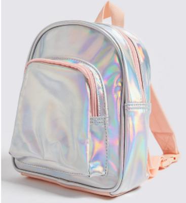 China Newest PU Kids Waterproof Holographic Iridescent School Backpack for sale