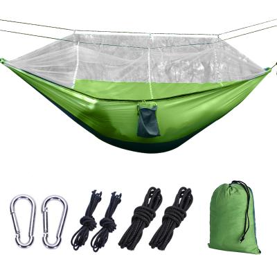 China 350KG Capacity Moq 1pc Gark Green And Fruit Green Hammock With White Mosquito Net Rope Nylon Mosquito Net Hammock for sale