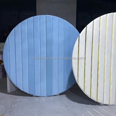 China Wedding Decoration Party Ceremony Event Banquet Hot Sale Wedding Blue Velvet Round Backdrop Wall Balloons Arch Display Stand For Party for sale