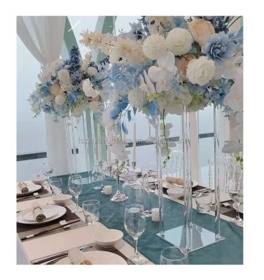 China Durable Clear Crystal Banquet Centerpieces Walkway Table Decoration Flower Stands Acrylic Wedding Racks for sale