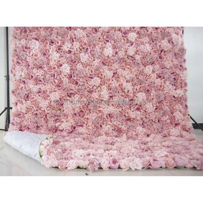 China Handmade Wedding Supplies Artificial Roses Wrap Flower Wall Panel Decoration Flower Backdrop for sale