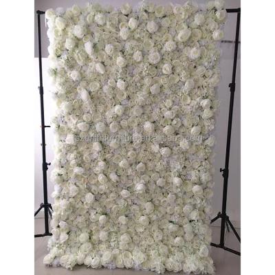 China Romantic Gorgeous Discount Stage Curtain Backdrop Decoration 40*60cm White Flower Floral Wedding Artificial Wall Panel for sale