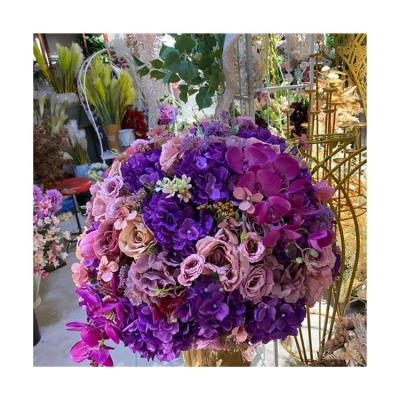 China Wholesale Artificial Silk And Plastic Zenith Flower Decoration For Wedding Purple Flower Ball for sale