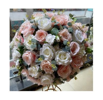 China Artificial Round Wall Panel Wedding Decoration Road Lead Flower Ball Table Centerpiece Flower Ball Arch Flower Silk And Plastic for sale