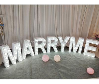 China Romantic Wedding Decoration Giant Wedding Light Up 4FT Marquee Letters Marry Me To Stand LED Metal Light Number for sale