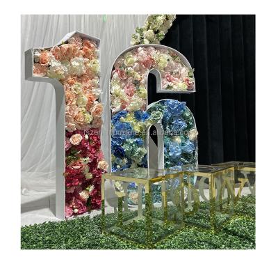 China Fashion wedding supplies mosaic number frame backdrop of flowers filling balloons for sale