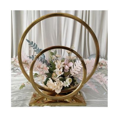 China Wedding Gold Metal Flower Centerpiece Stand Display Wedding Decoration Table Centerpieces Stands for sale