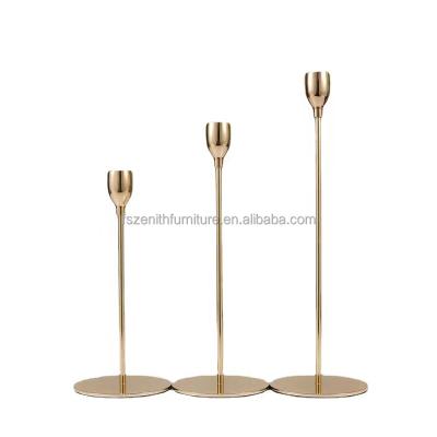 China Wedding Decorative Gold Candlestick Metal Black Candle Holders for sale