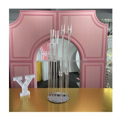 China Wedding event supplies 8am glass candle holders acrylic candelabra centerpieces for wedding table decoration for sale