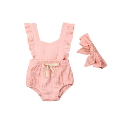 China Comfotable Children's Clothes Solid Color Baby Romper Girls Sleeveless Jumpsuit for sale