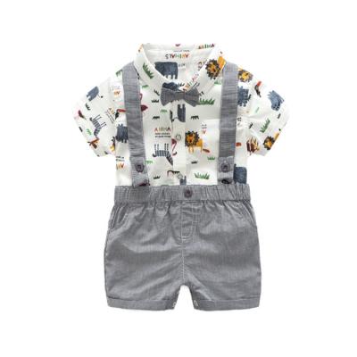 China Comfotable kids korean style boys clothes baby fashion clothes baby boy online overall clothes set with bow tie for sale