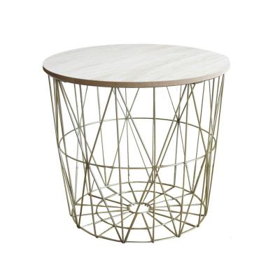 China Large traditional home decorative storage metal iron wire coffee table garden wooden wire cage coffee table furniture for sale