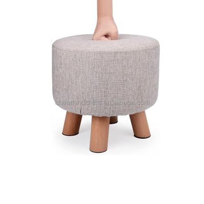 China Wholesale Small Wooden Art Deco Stool with 3 Legs Home Decoration Round Ottoman Stool for Changing Shoes for sale