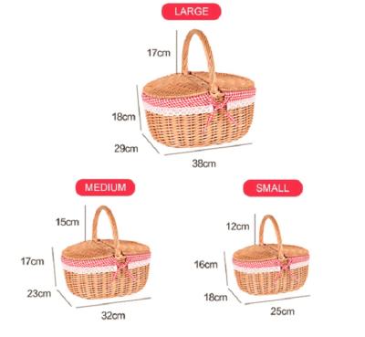 China Eco-friendly White Handmade Round Wicker Basket Basket With Handle Flowers Fruits Bread Picnic Gift Storage Basket for sale