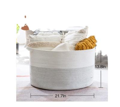 China Viable Hot Sale 90L Large Cheap Price Amazon Cotton Rope Woven Storage Basket For Laundry Hamper for sale